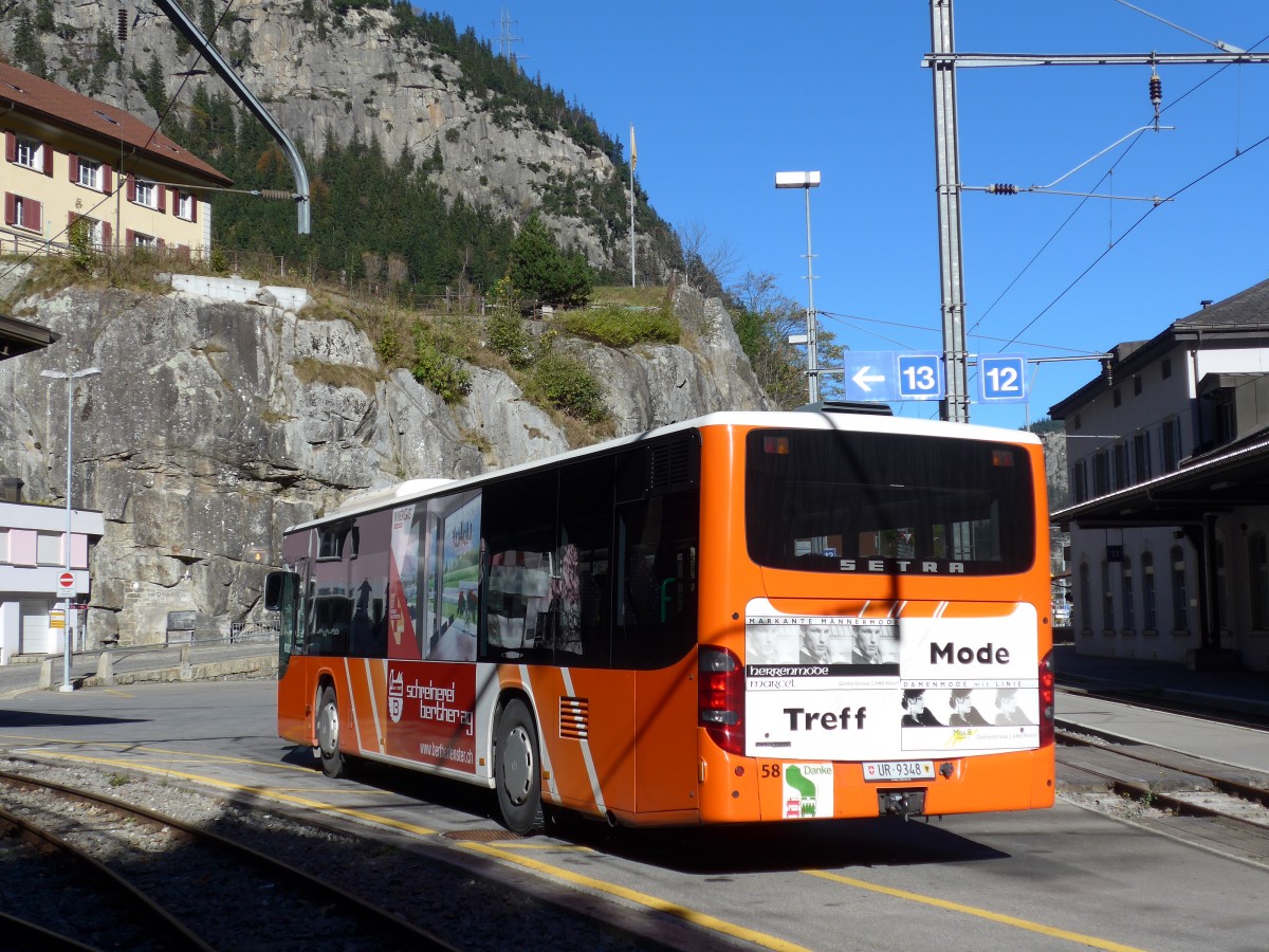 (156'356) - AAGU Altdorf - Nr. 58/UR 9348 - Setra am 31. Oktober 2014 beim Bahnhof G�schenen