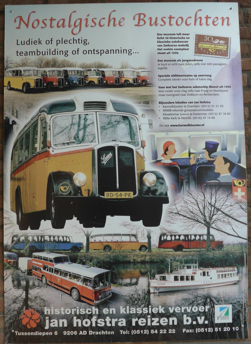 (156'950) - Plakat f�r Jan Hofstra Reizen am 20. November 2014 in Drachten, Autobusmuseum