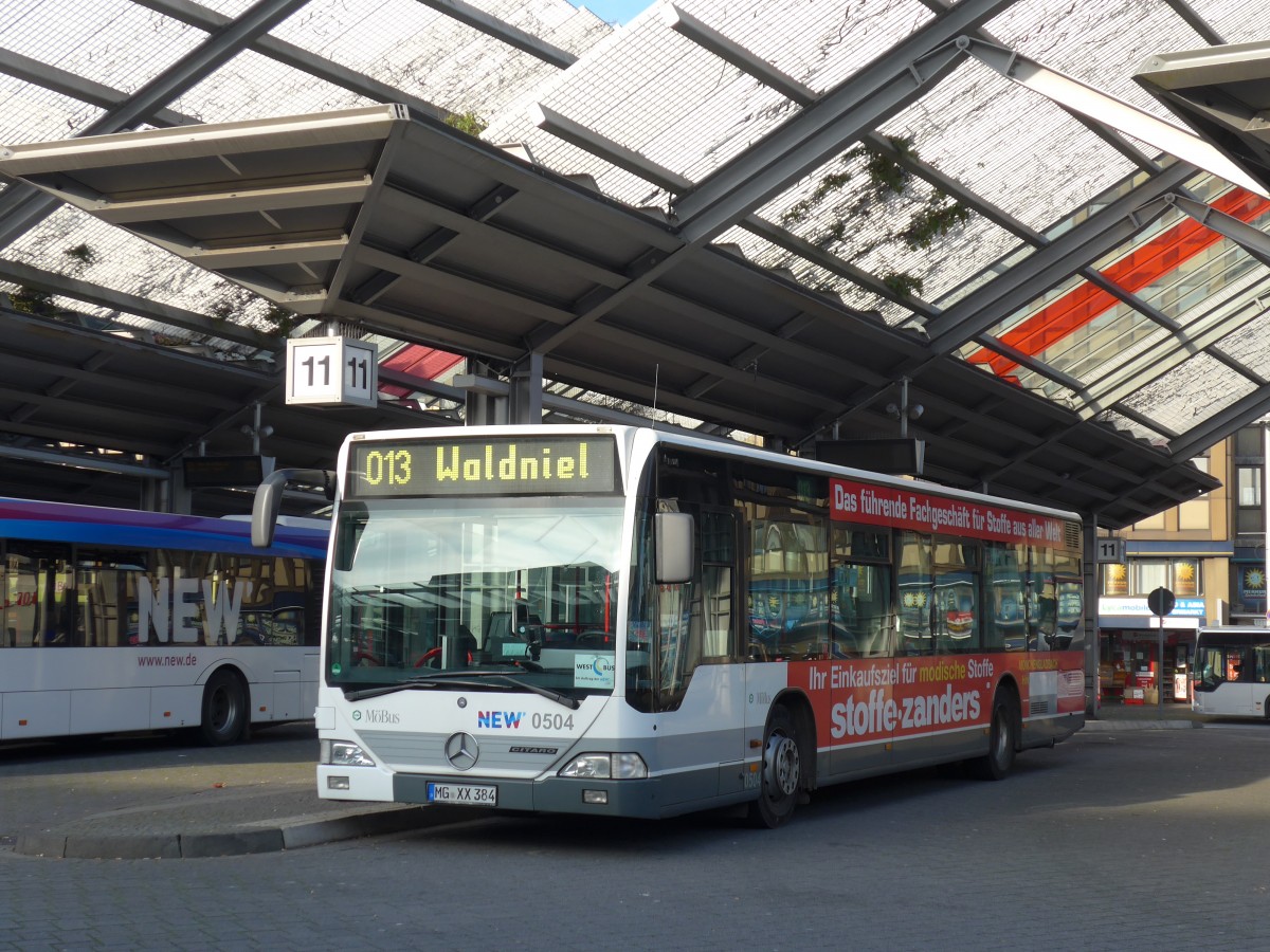 (157'315) - M�Bus, M�nchengladbach - Nr. 504/MG-XX 384 - Mercedes am 22. November 2014 beim Hauptbahnhof M�nchengladbach