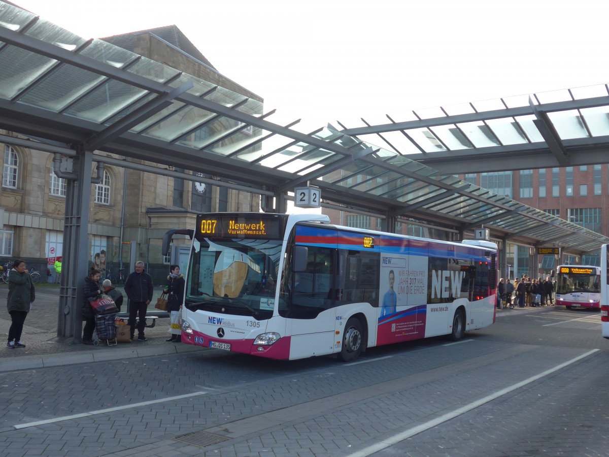 (157'321) - M�Bus, M�nchengladbach - Nr. 1305/MG-QS 135 - Mercedes am 22. November 2014 beim Hauptbahnhof M�nchengladbach