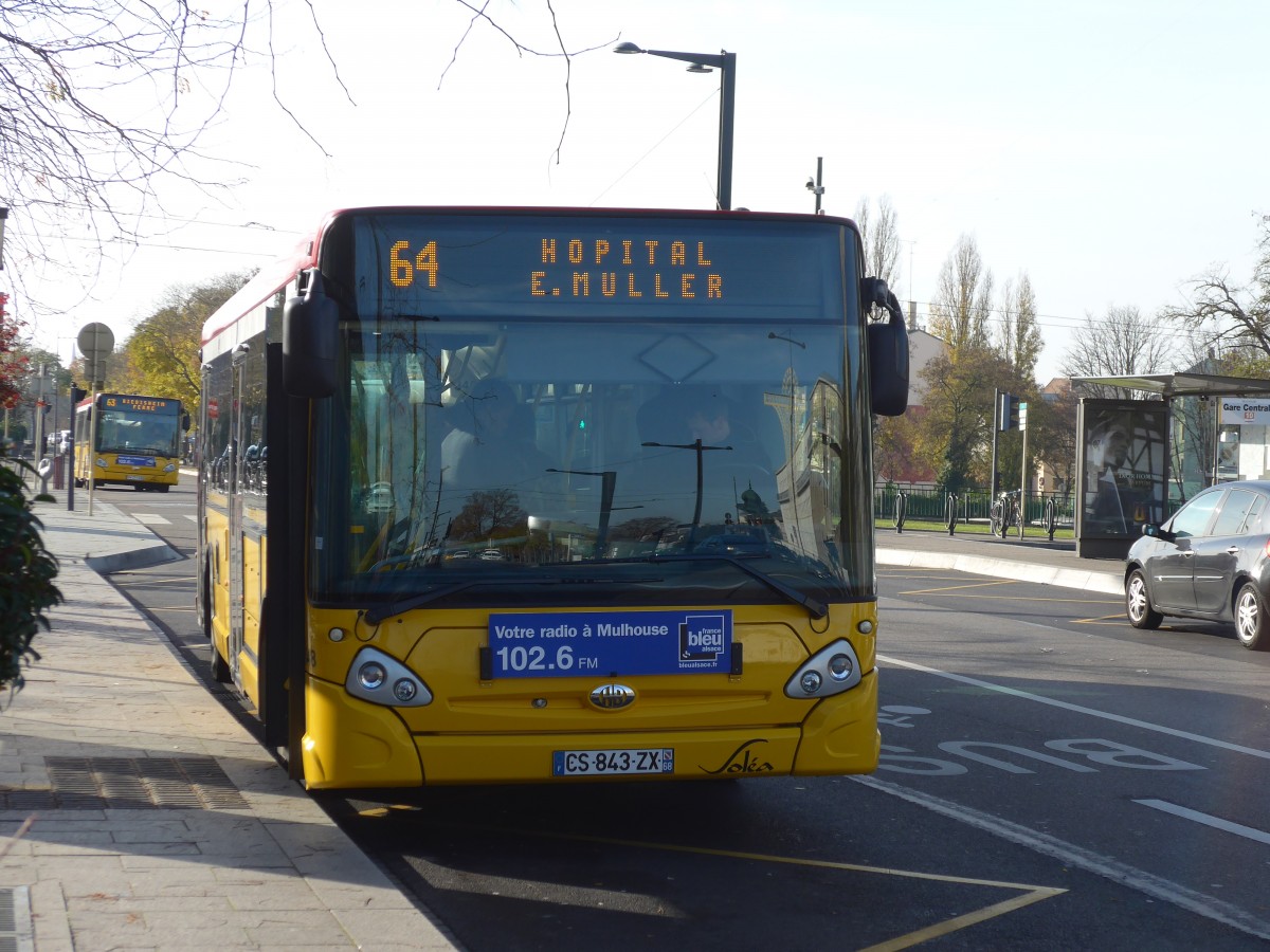 (157'471) - Sol�a, Mulhouse - Nr. 348/CS 843 ZX - Heuliez am 23. November 2014 beim Hauptbahnhof Mulhouse