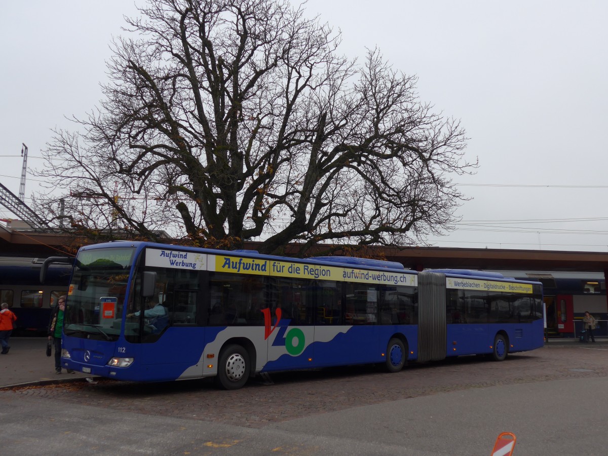 (157'536) - VZO Gr�ningen - Nr. 112/ZH 745'112 - Mercedes am 26. November 2014 beim Bahnhof Wetzikon