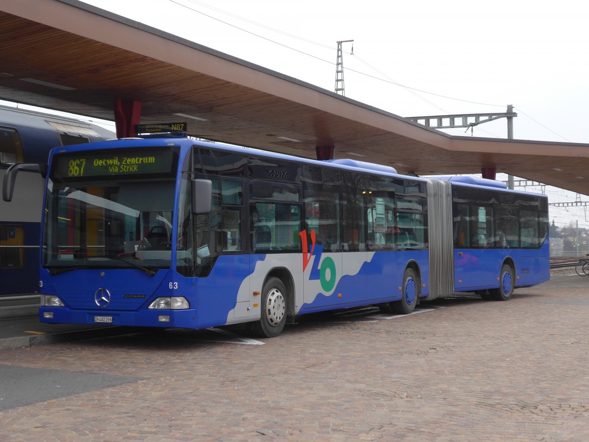 (157'540) - VZO Gr�ningen - Nr. 63/ZH 482'296 - Mercedes am 26. November 2014 beim Bahnhof Wetzikon