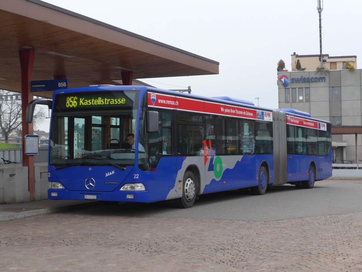 (157'545) - VZO Gr�ningen - Nr. 22/ZH 114'222 - Mercedes am 26. November 2014 beim Bahnhof Wetzikon