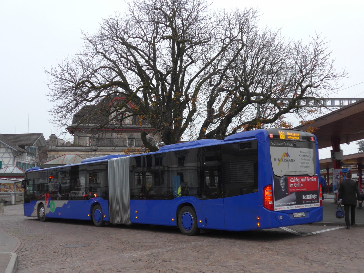 (157'557) - VZO Gr�ningen - Nr. 123/ZH 361'123 - Mercedes am 26. November 2014 beim Bahnhof Wetzikon