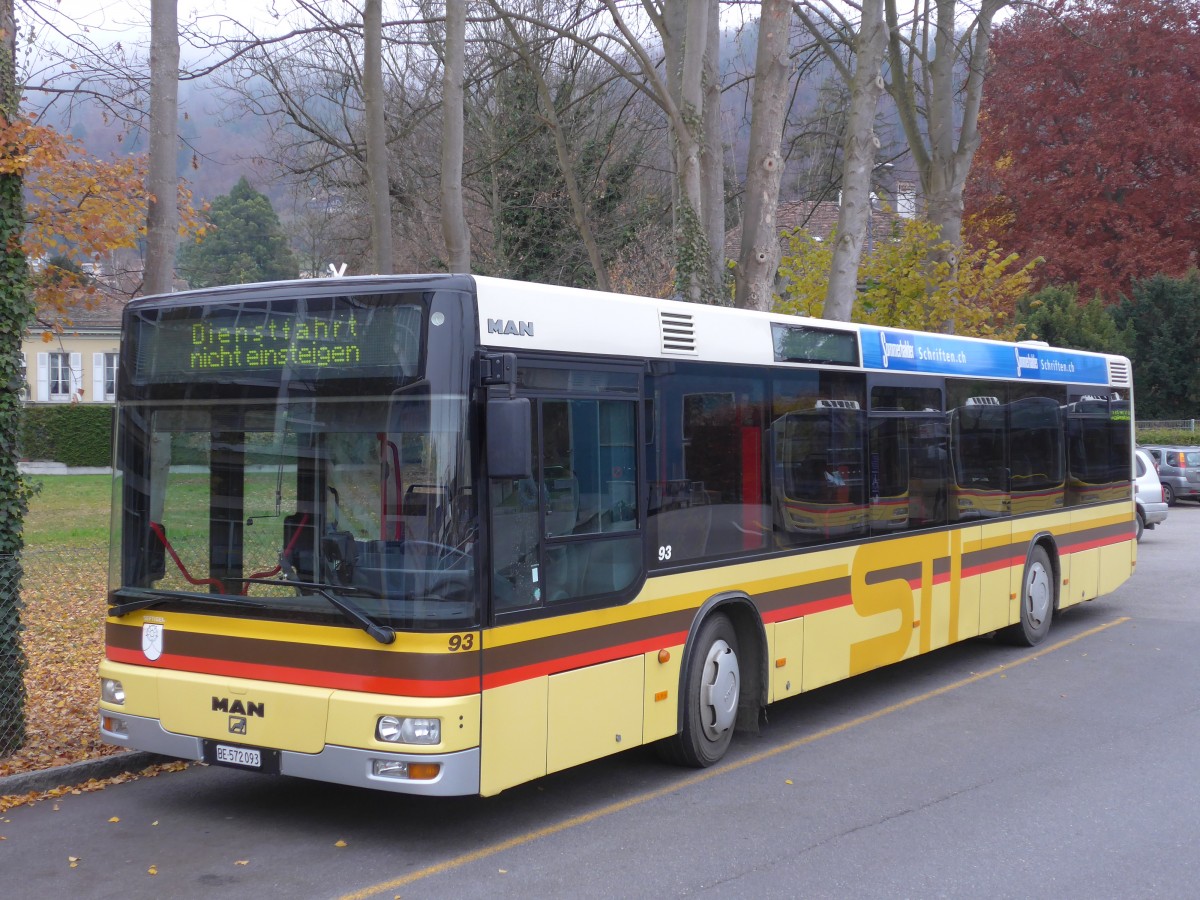 (157'574) - STI Thun - Nr. 93/BE 572'093 - MAN am 27. November 2014 bei der Schiffl�ndte Thun
