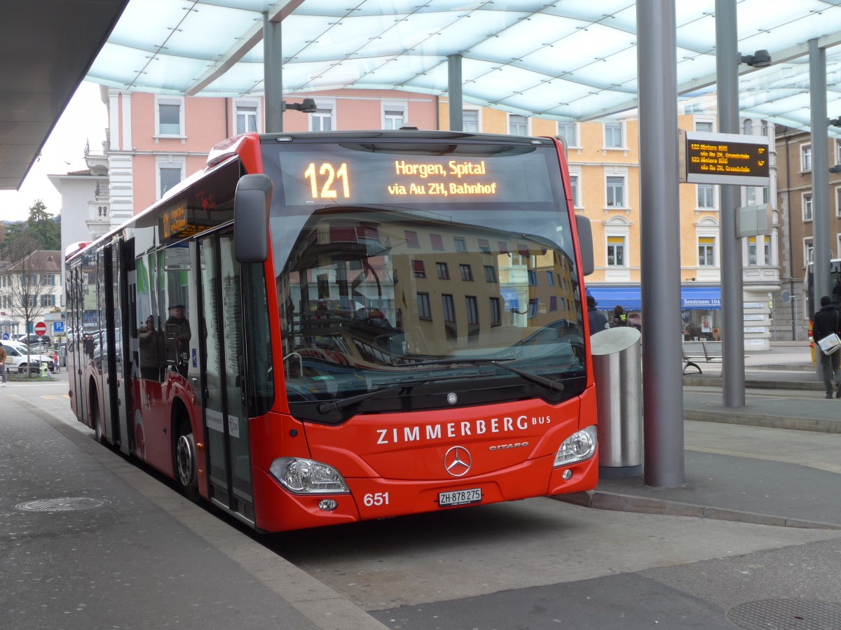 (157'782) - AHW Horgen - Nr. 651/ZH 878'275 - Mercedes am 14. Dezember 2014 beim Bahnhof W�denswil