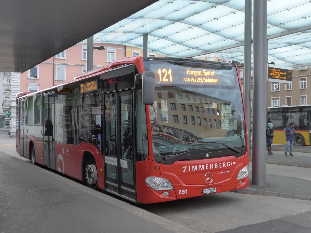 (157'786) - AHW Horgen - Nr. 651/ZH 878'275 - Mercedes am 14. Dezember 2014 beim Bahnhof W�denswil