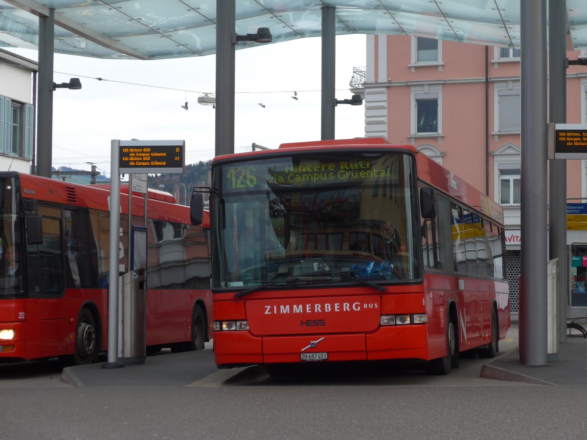 (157'791) - AHW Horgen - Nr. 9/ZH 687'451 - Volvo/Hess am 14. Dezember 2014 beim Bahnhof W�denswil