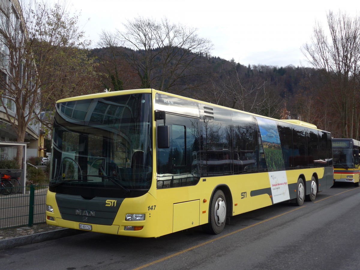 (157'805) - STI Thun - Nr. 147/BE 801'147 - MAN am 15. Dezember 2014 bei der Schiffl�ndte Thun