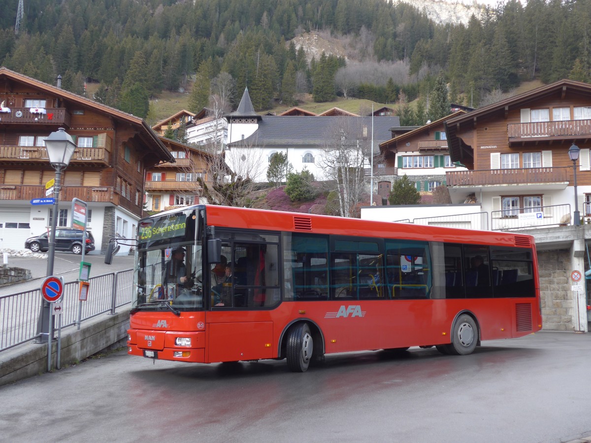 (157'833) - AFA Adelboden - Nr. 55/BE 611'055 - MAN/G�ppel am 20. Dezember 2014 beim Autobahnhof Adelboden