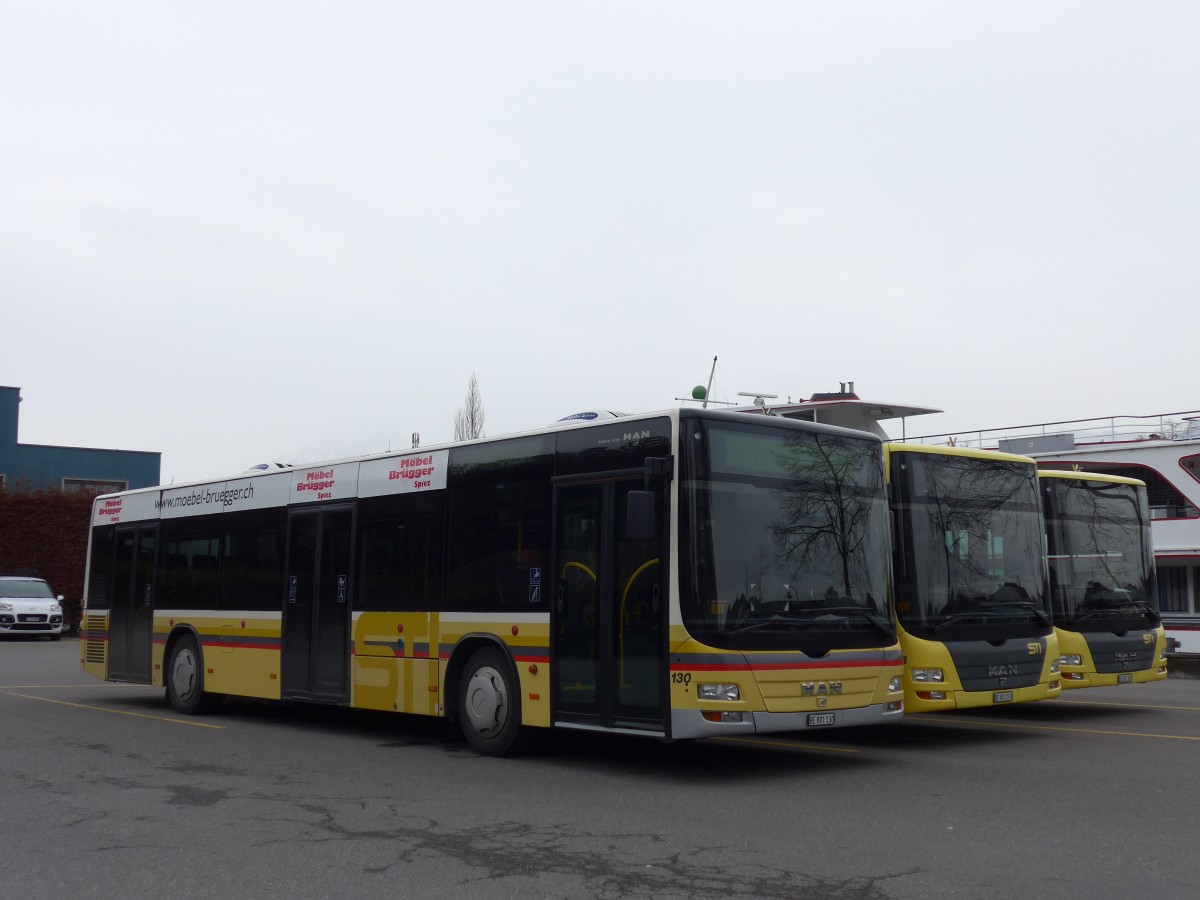 (158'452) - STI Thun - Nr. 130/BE 801'130 - MAN am 19. Januar 2015 bei der Schiffl�ndte Thun