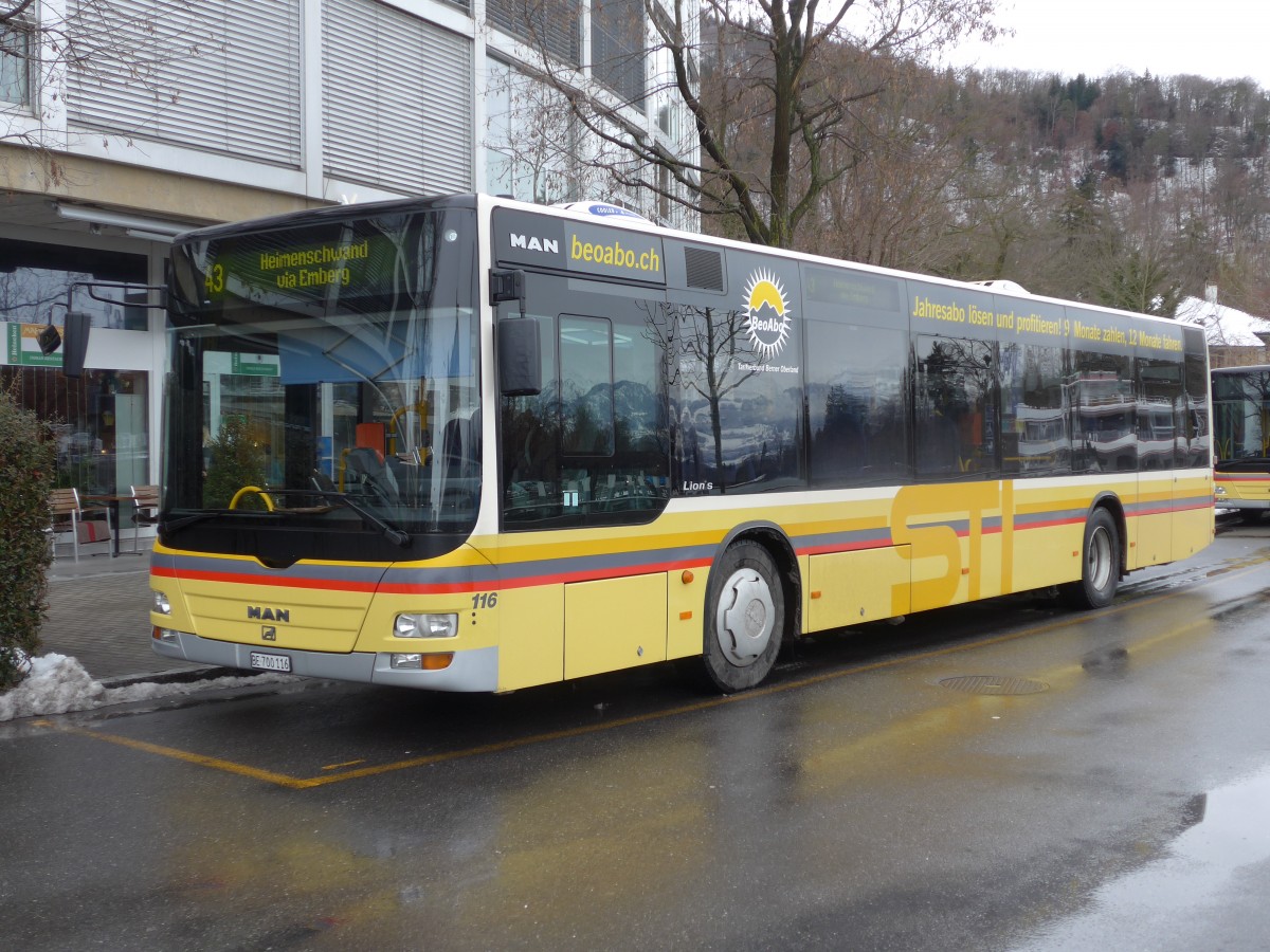 (158'508) - STI Thun - Nr. 116/BE 700'116 - MAN am 29. Januar 2015 bei der Schiffl�ndte Thun