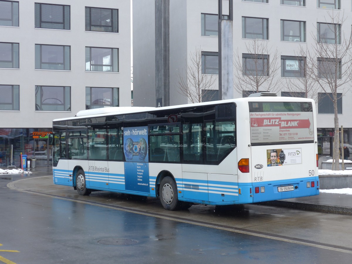 (158'536) - RTB Altst�tten - Nr. 50/SG 150'869 - Mercedes am 1. Februar 2015 beim Bahnhof Sargans