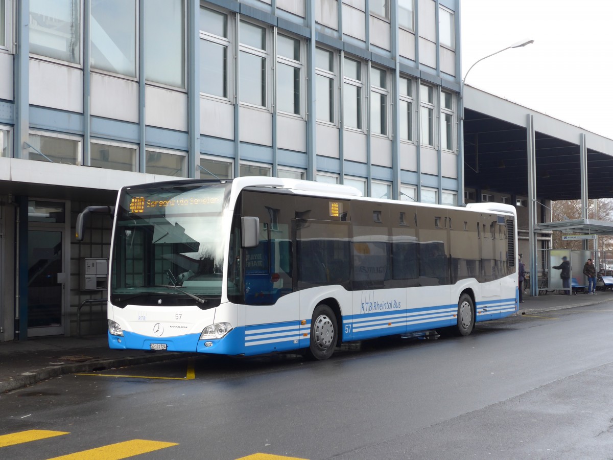 (158'537) - RTB Altst�tten - Nr. 57/SG 131'724 - Mercedes am 1. Februar 2015 beim Bahnhof Buchs