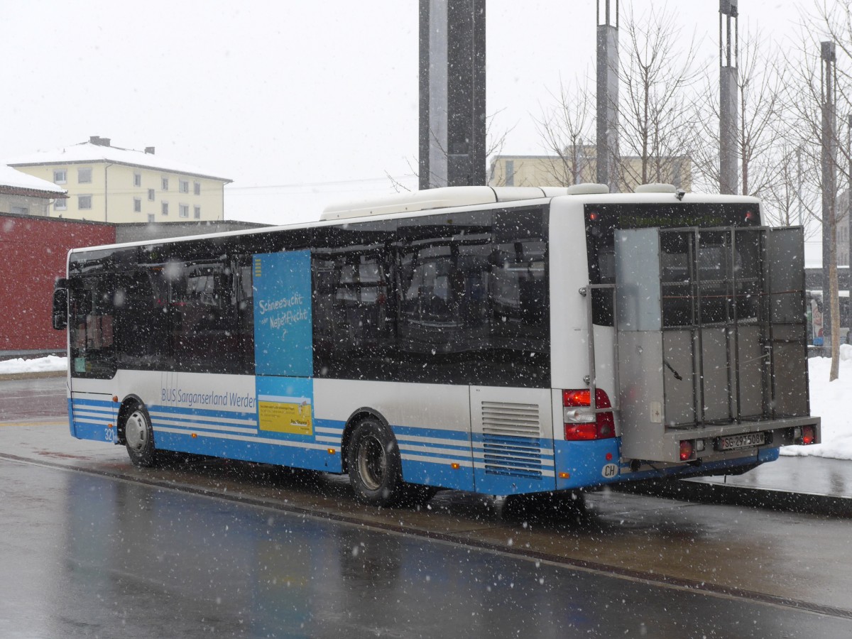 (158'565) - BSW Sargans - Nr. 321/SG 297'508 - MAN/G�ppel am 1. Februar 2015 beim Bahnhof Sargans