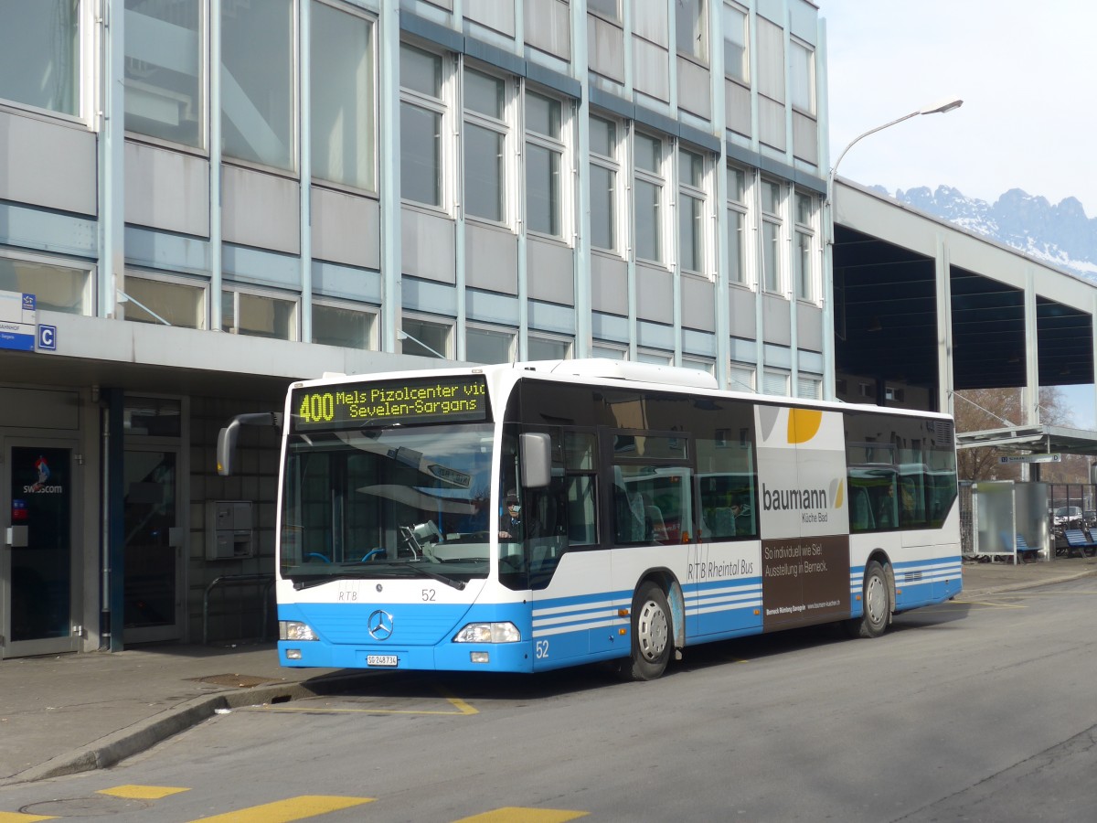 (158'703) - RTB Altst�tten - Nr. 52/SG 248'734 - Mercedes am 14. Februar 2015 beim Bahnhof Buchs