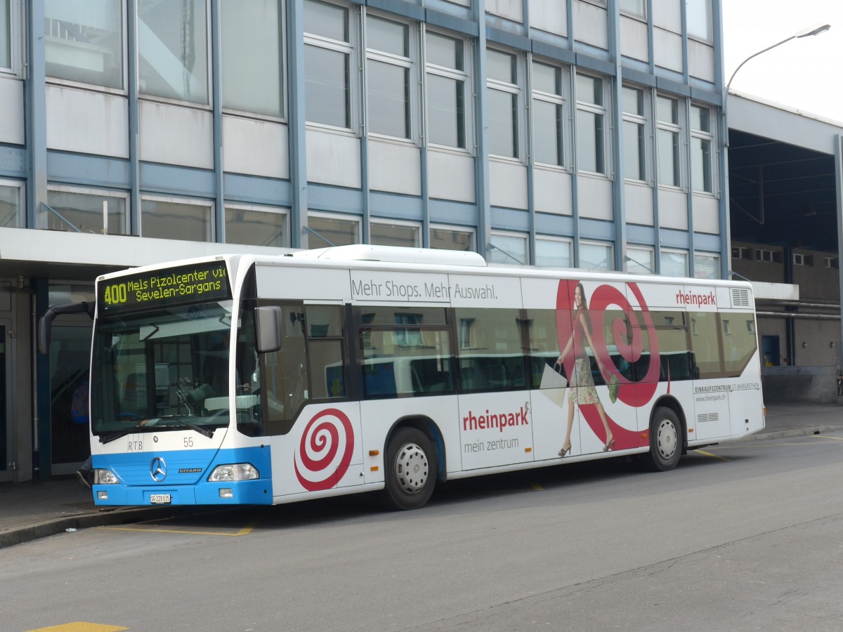 (158'743) - RTB Altst�tten - Nr. 55/SG 220'035 - Mercedes am 14. Februar 2015 beim Bahnhof Buchs