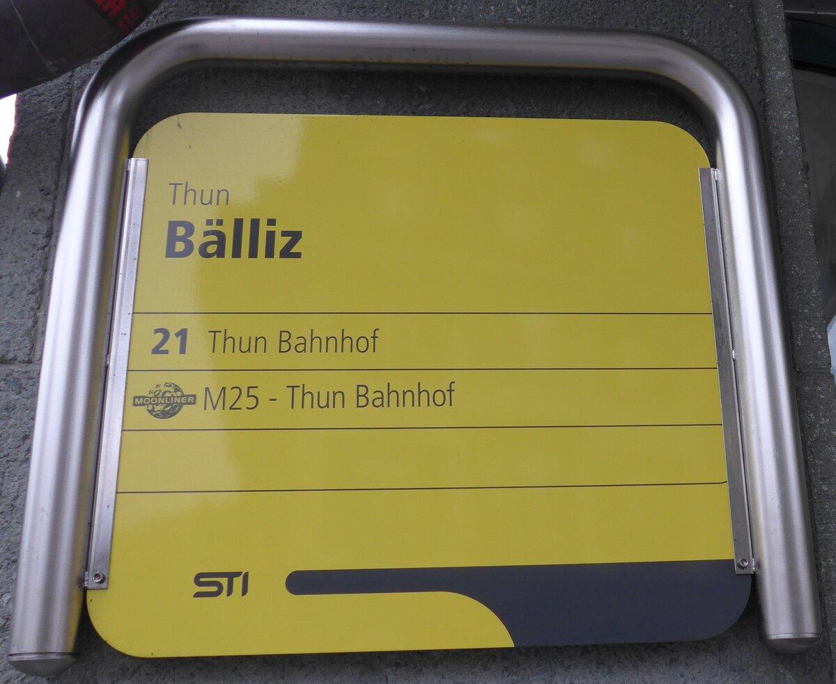 (158'794) - STI-Haltestellenschild - Thun, B�lliz - am 18. Februar 2015
