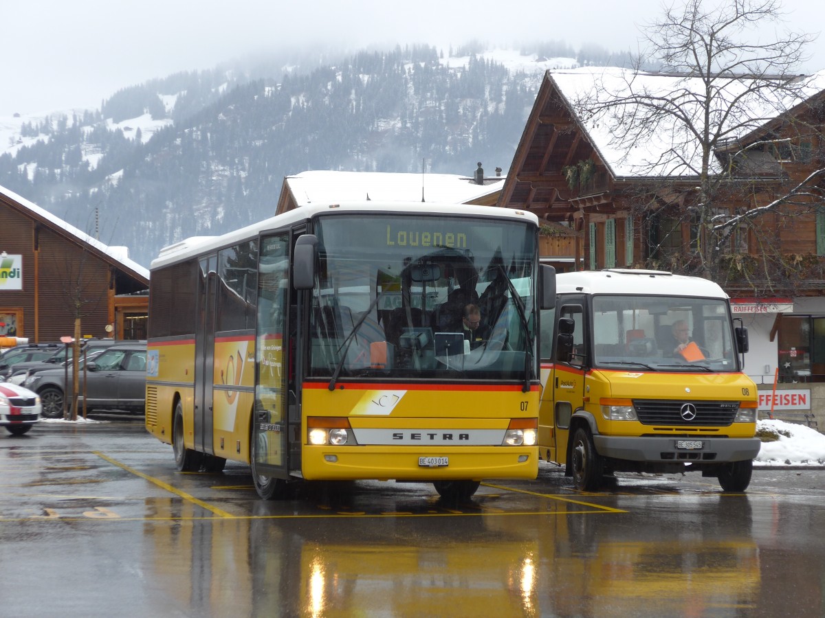 (158'872) - K�bli, Gstaad - Nr. 7/BE 403'014 - Setra am 23. Februar 2015 beim Bahnhof Gstaad