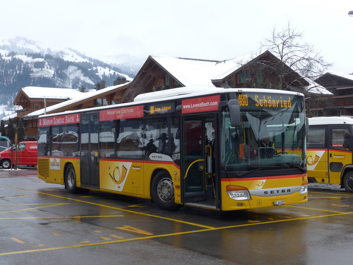 (158'879) - K�bli, Gstaad - Nr. 5/BE 366'987 - Setra am 23. Februar 2015 beim Bahnhof Gstaad