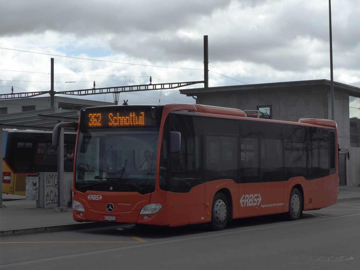(158'939) - RBS Worblaufen - Nr. 212/BE 800'212 - Mercedes am 2. M�rz 2015 beim Bahnhof Lyss