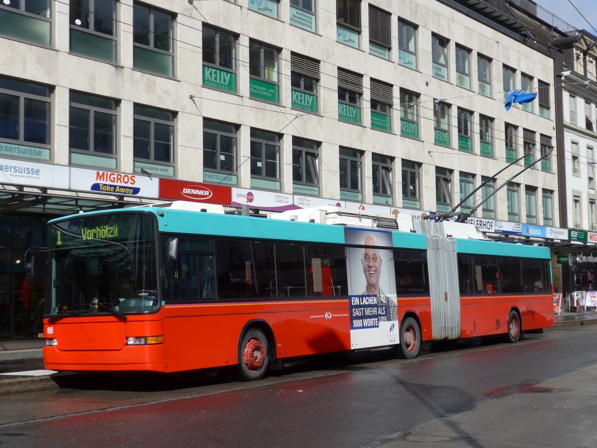 (158'977) - VB Biel - Nr. 88 - NAW/Hess Gelenktrolleybus am 2. M�rz 2015 in Biel, Guisanplatz