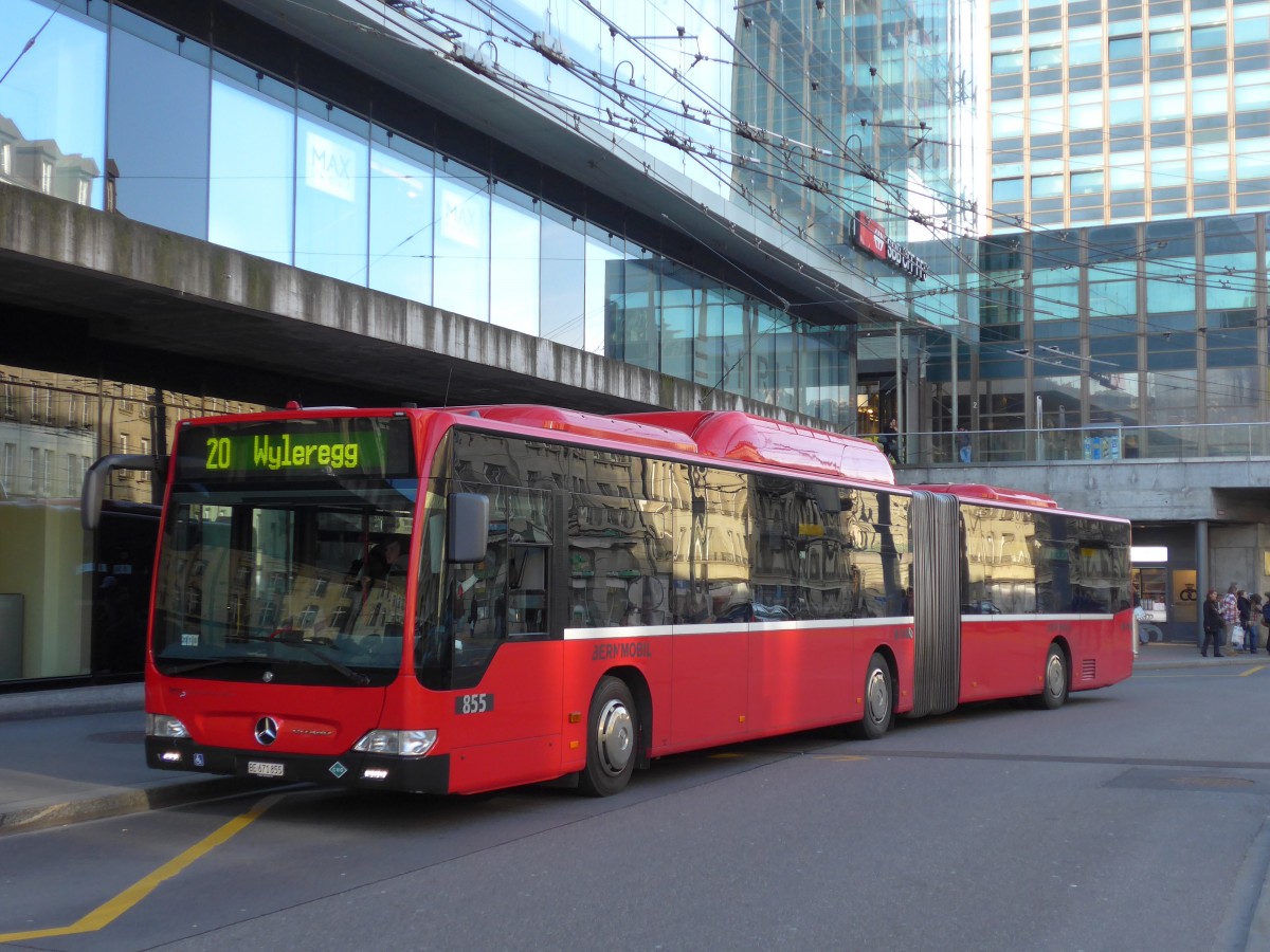 (159'063) - Bernmobil, Bern - Nr. 855/BE 671'855 - Mercedes am 9. M�rz 2015 beim Bahnhof Bern