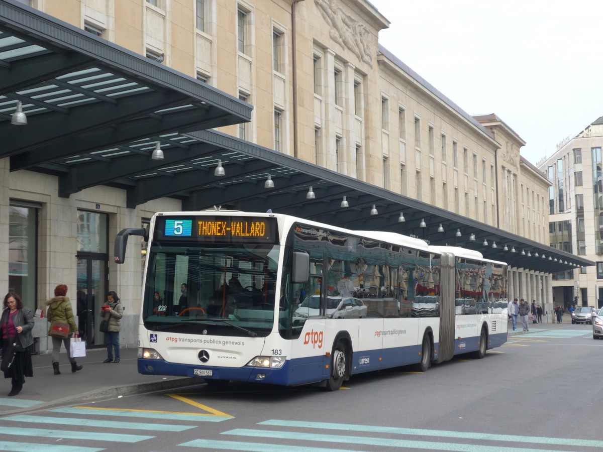 (159'170) - TPG Gen�ve - Nr. 183/GE 960'567 - Mercedes am 14. M�rz 2015 beim Bahnhof Gen�ve