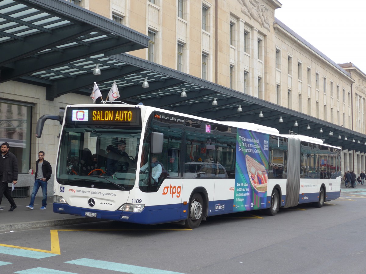 (159'172) - TPG Gen�ve - Nr. 1189/GE 961'263 - Mercedes am 14. M�rz 2015 beim Bahnhof Gen�ve