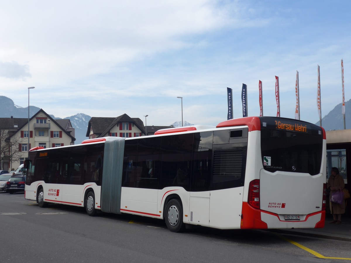 (159'244) - AAGS Schwyz - Nr. 32/SZ 28'732 - Mercedes am 17. M�rz 2015 beim Bahnhof Brunnen