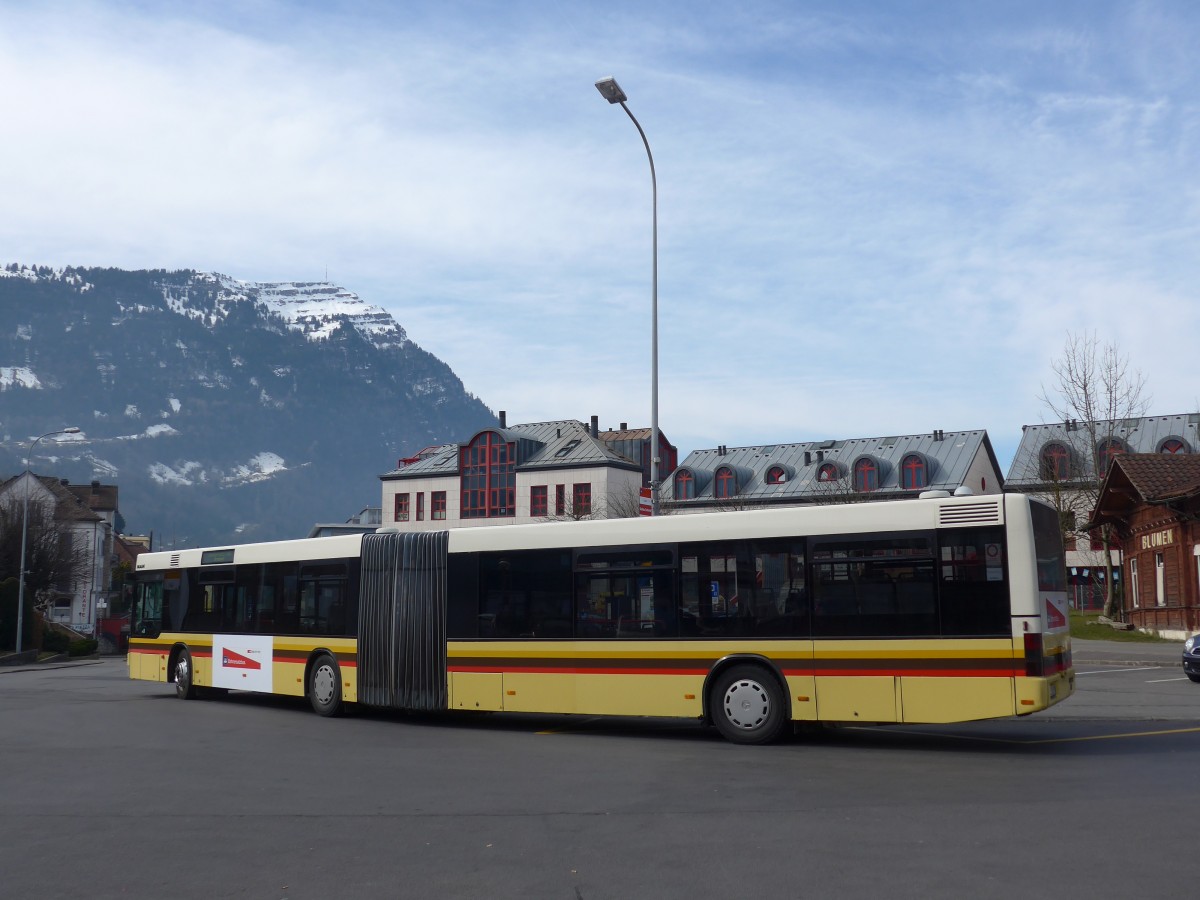 (159'263) - AAGS Schwyz - Nr. 81/SZ 118'681 - MAN (ex STI Thun Nr. 90) am 17. M�rz 2015 beim Bahnhof Arth-Goldau