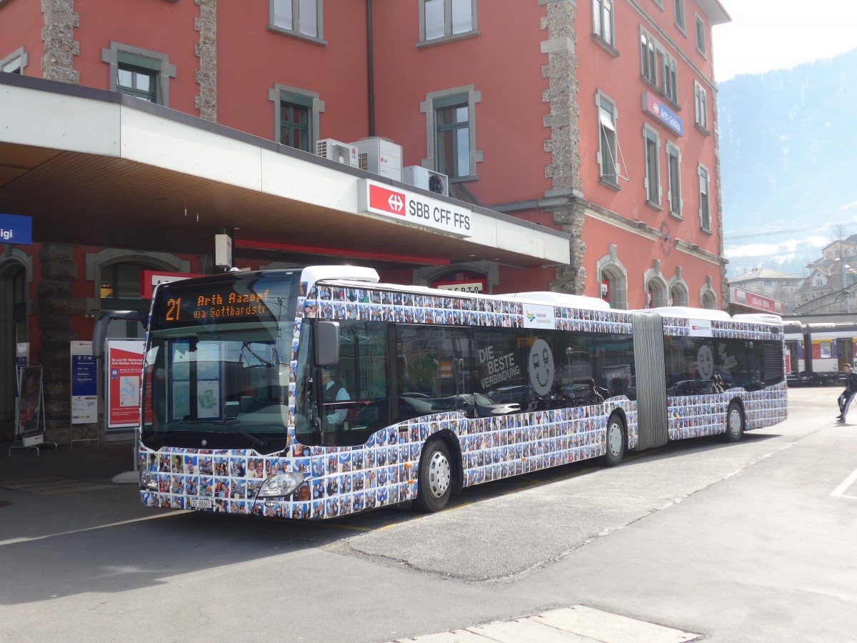 (159'268) - ZVB Zug - Nr. 61/ZG 88'061 - Mercedes am 17. M�rz 2015 beim Bahnhof Arth-Goldau