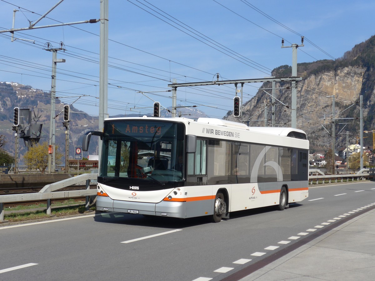 (159'302) - AAGU Altdorf - Nr. 3/UR 9443 - Hess am 18. M�rz 2015 in Fl�elen, Hauptplatz