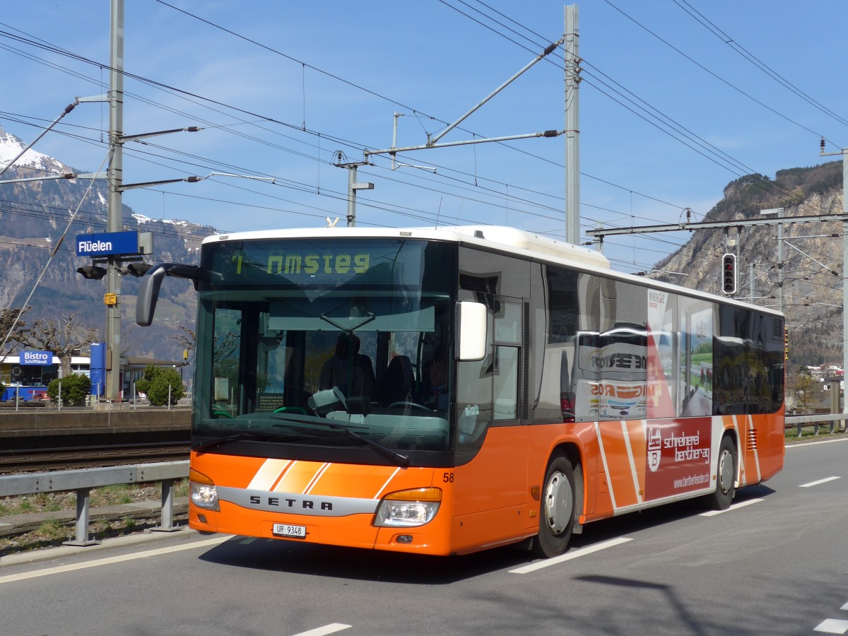 (159'310) - AAGU Altdorf - Nr. 58/UR 9348 - Setra am 18. M�rz 2015 in Fl�elen, Hauptplatz