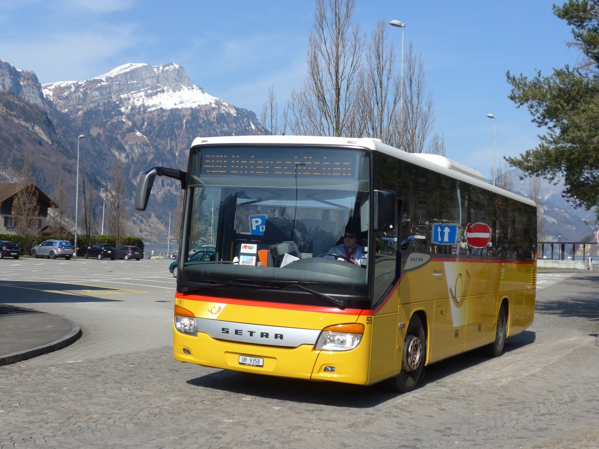 (159'313) - AAGU Altdorf - Nr. 59/UR 9358 - Setra am 18. M�rz 2015 beim Bahnhof Fl�elen