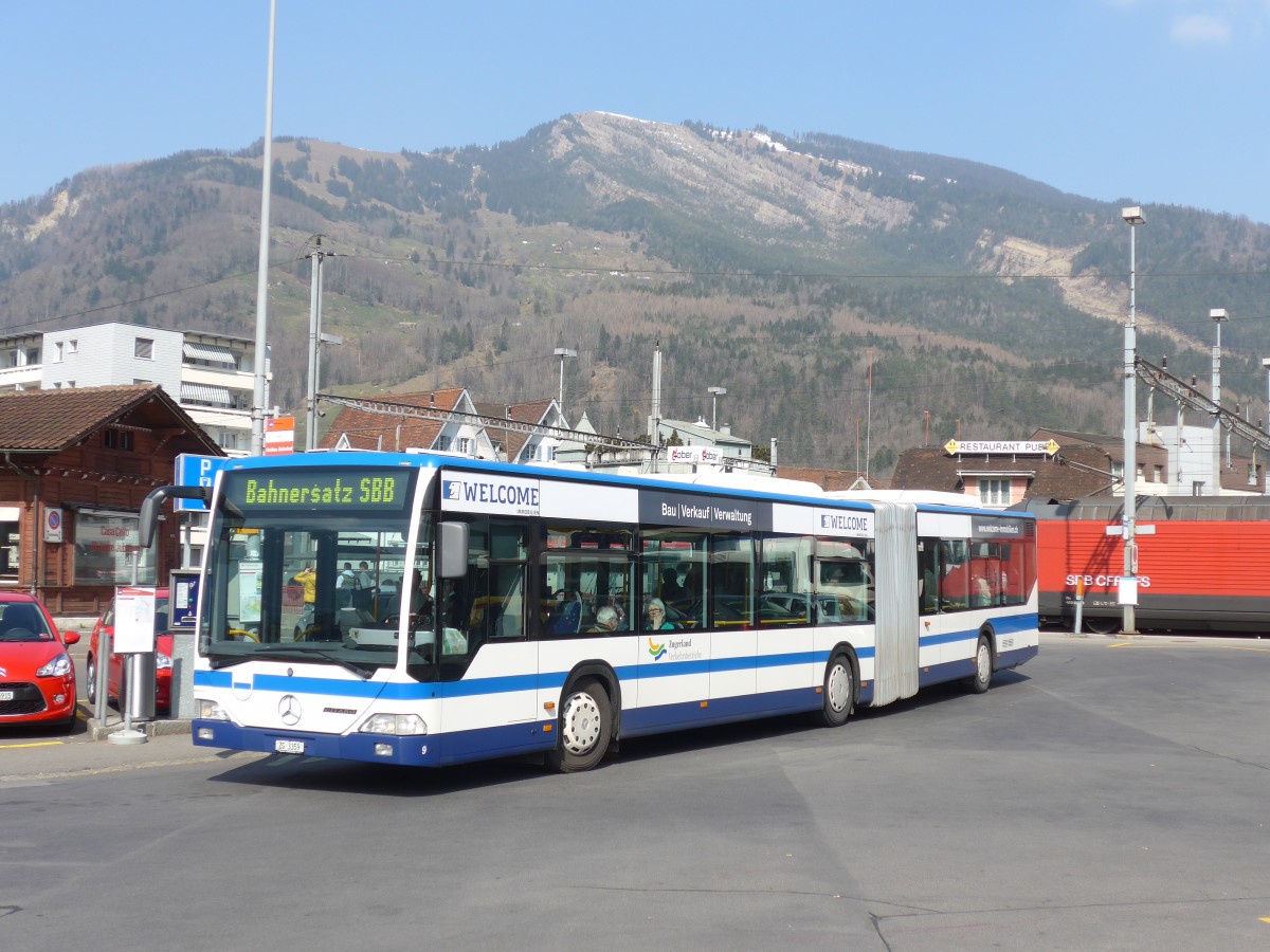 (159'342) - ZVB Zug - Nr. 9/ZG 3359 - Mercedes am 18. M�rz 2015 beim Bahnhof Arth-Goldau