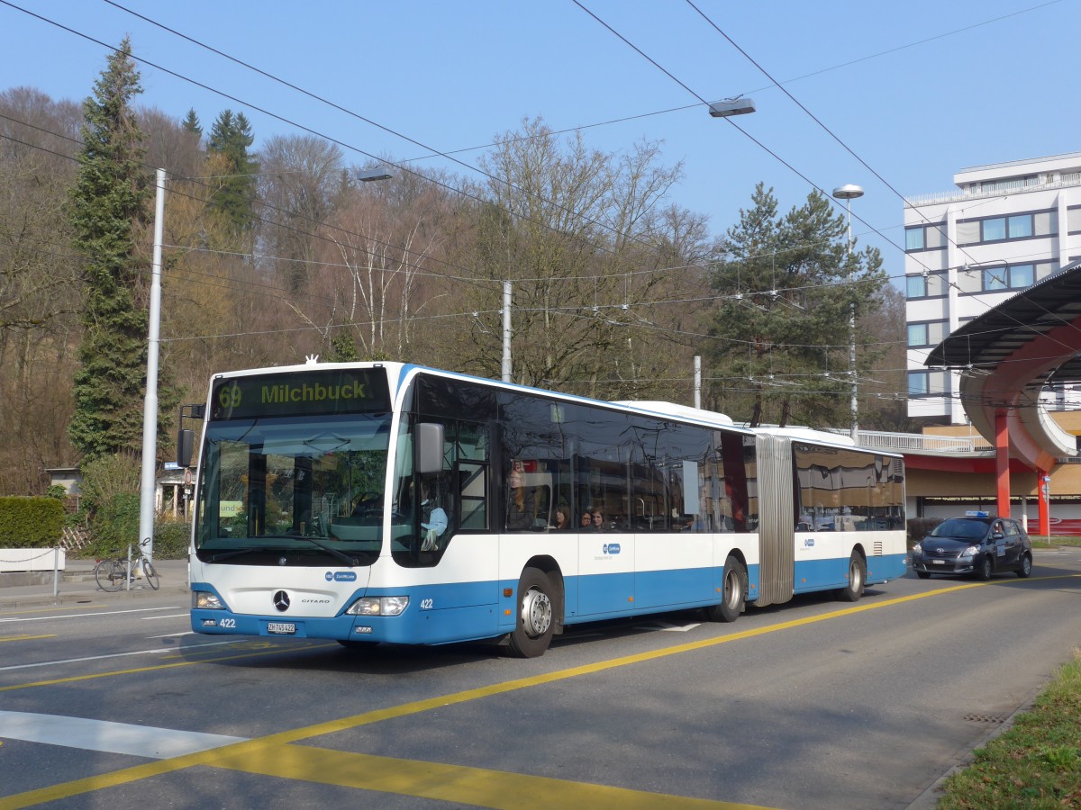 (159'363) - VBZ Z�rich - Nr. 422/ZH 745'422 - Mercedes am 19. M�rz 2015 in Z�rich, Bucheggplatz