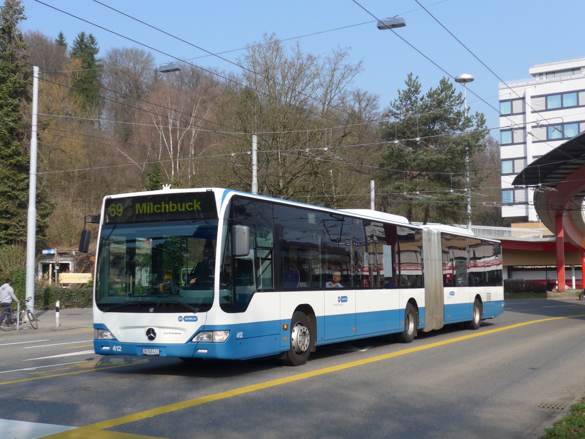 (159'376) - VBZ Z�rich - Nr. 412/ZH 745'412 - Mercedes am 19. M�rz 2015 in Z�rich, Bucheggplatz