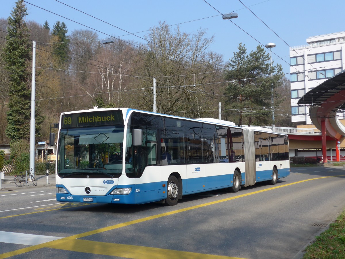(159'392) - VBZ Z�rich - Nr. 406/ZH 745'406 - Mercedes am 19. M�rz 2015 in Z�rich, Bucheggplatz