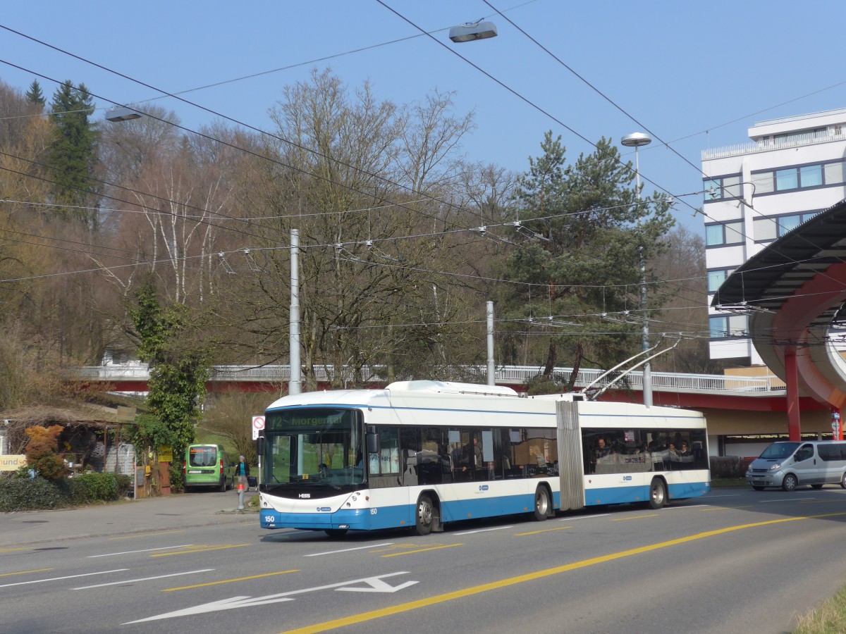 (159'394) - VBZ Z�rich - Nr. 150 - Hess/Hess Gelenktrolleybus am 19. M�rz 2015 in Z�rich, Bucheggplatz