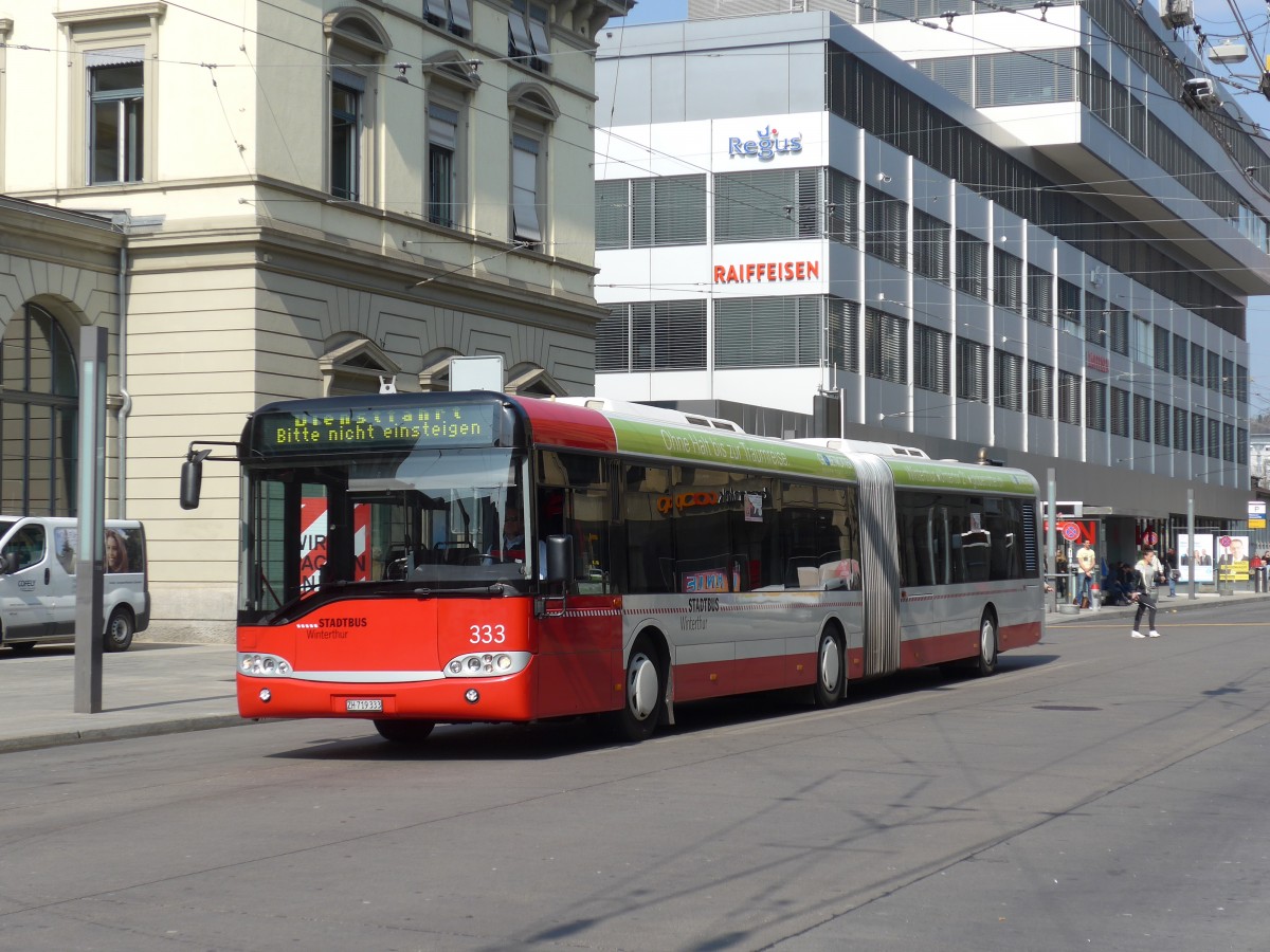 (159'413) - SW Winterthur - Nr. 333/ZH 719'333 - Solaris am 19. M�rz 2015 beim Hauptbahnhof Winterthur