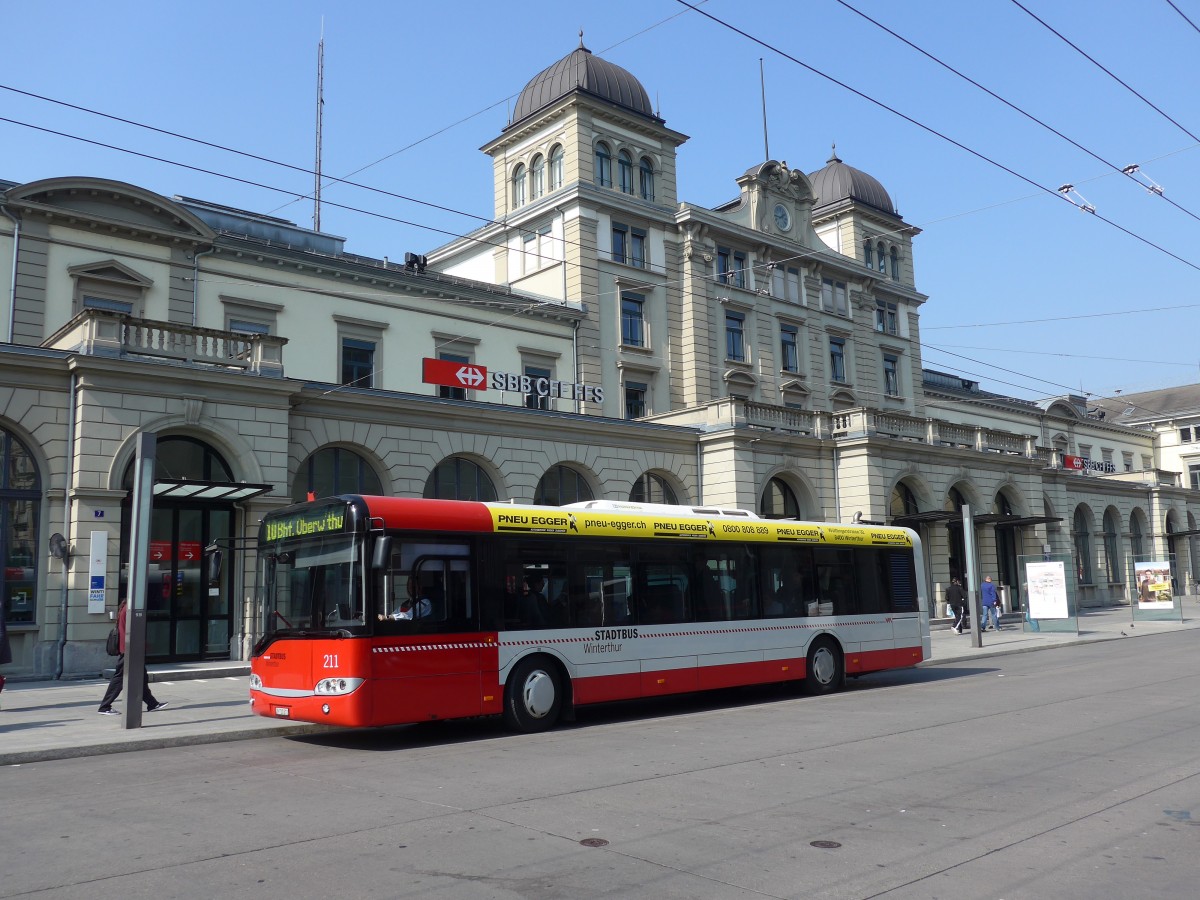 (159'416) - SW Winterthur - Nr. 211/ZH 730'211 - Solaris am 19. M�rz 2015 beim Hauptbahnhof Winterthur
