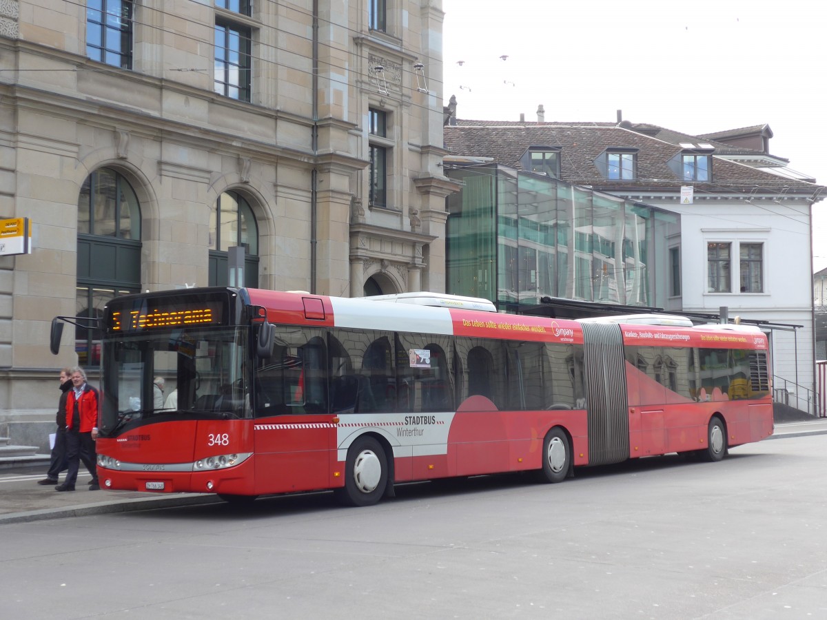 (159'437) - SW Winterthur - Nr. 348/ZH 766'348 - Solaris am 27. M�rz 2015 beim Hauptbahnhof Winterthur