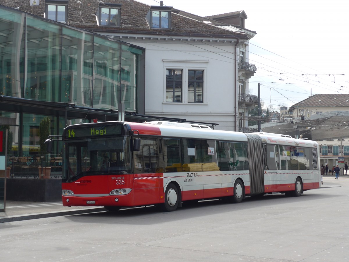 (159'438) - SW Winterthur - Nr. 335/ZH 730'335 - Solaris am 27. M�rz 2015 beim Hauptbahnhof Winterthur