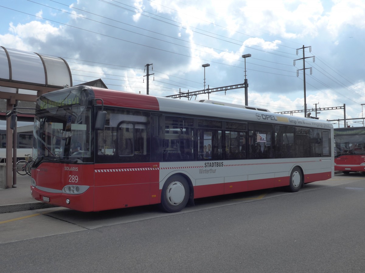 (159'447) - SW Winterthur - Nr. 289/ZH 730'289 - Solaris am 27. M�rz 2015 beim Bahnhof Oberwinterthur