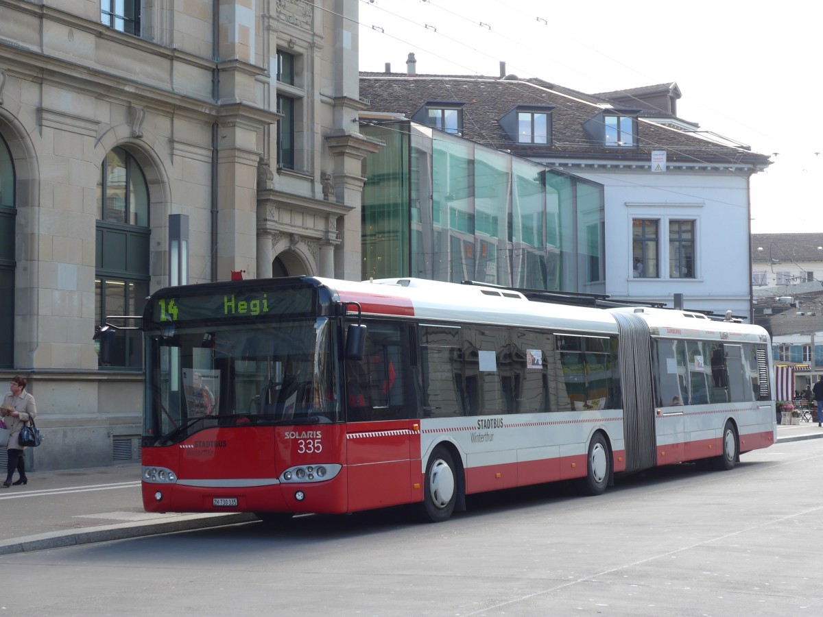 (159'459) - SW Winterthur - Nr. 335/ZH 730'335 - Solaris am 27. M�rz 2015 beim Hauptbahnhof Winterthur