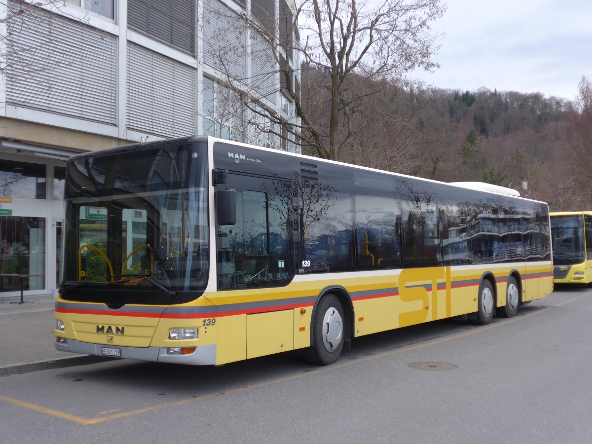 (159'542) - STI Thun - Nr. 139/BE 801'139 - MAN am 2. April 2015 bei der Schiffl�ndte Thun