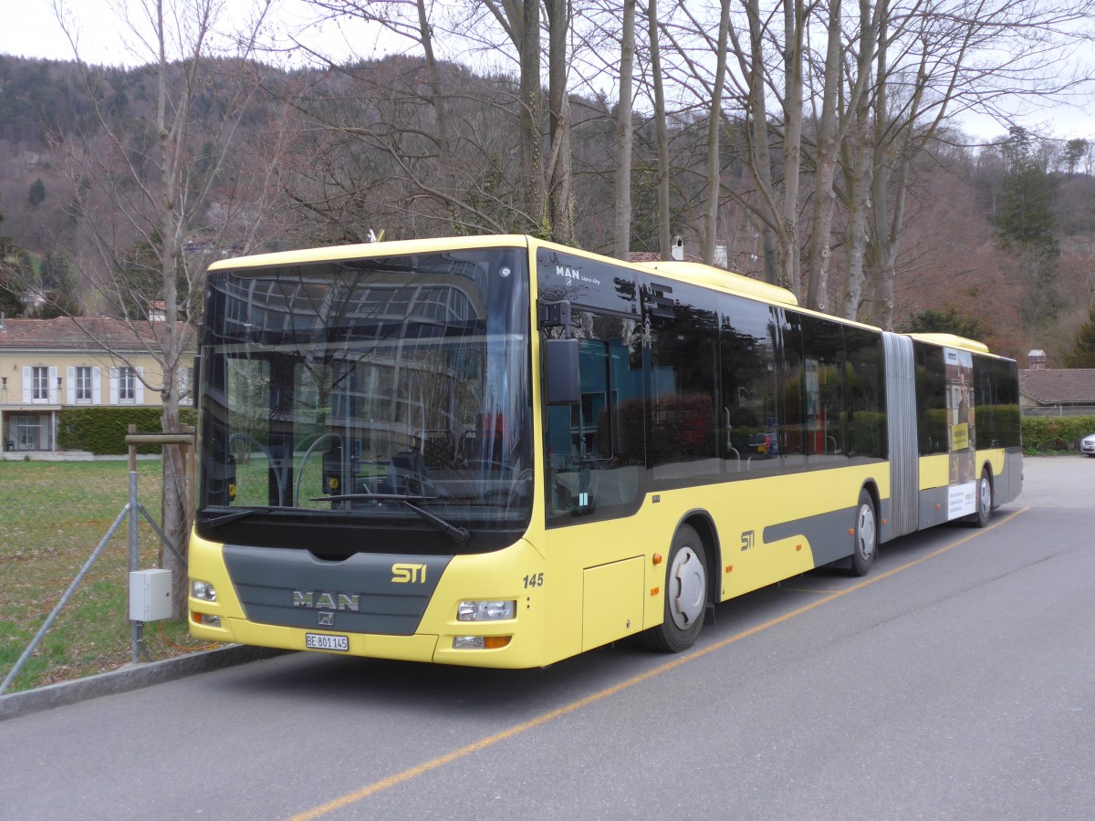 (159'545) - STI Thun - Nr. 145/BE 801'145 - MAN am 2. April 2015 bei der Schiffl�ndte Thun