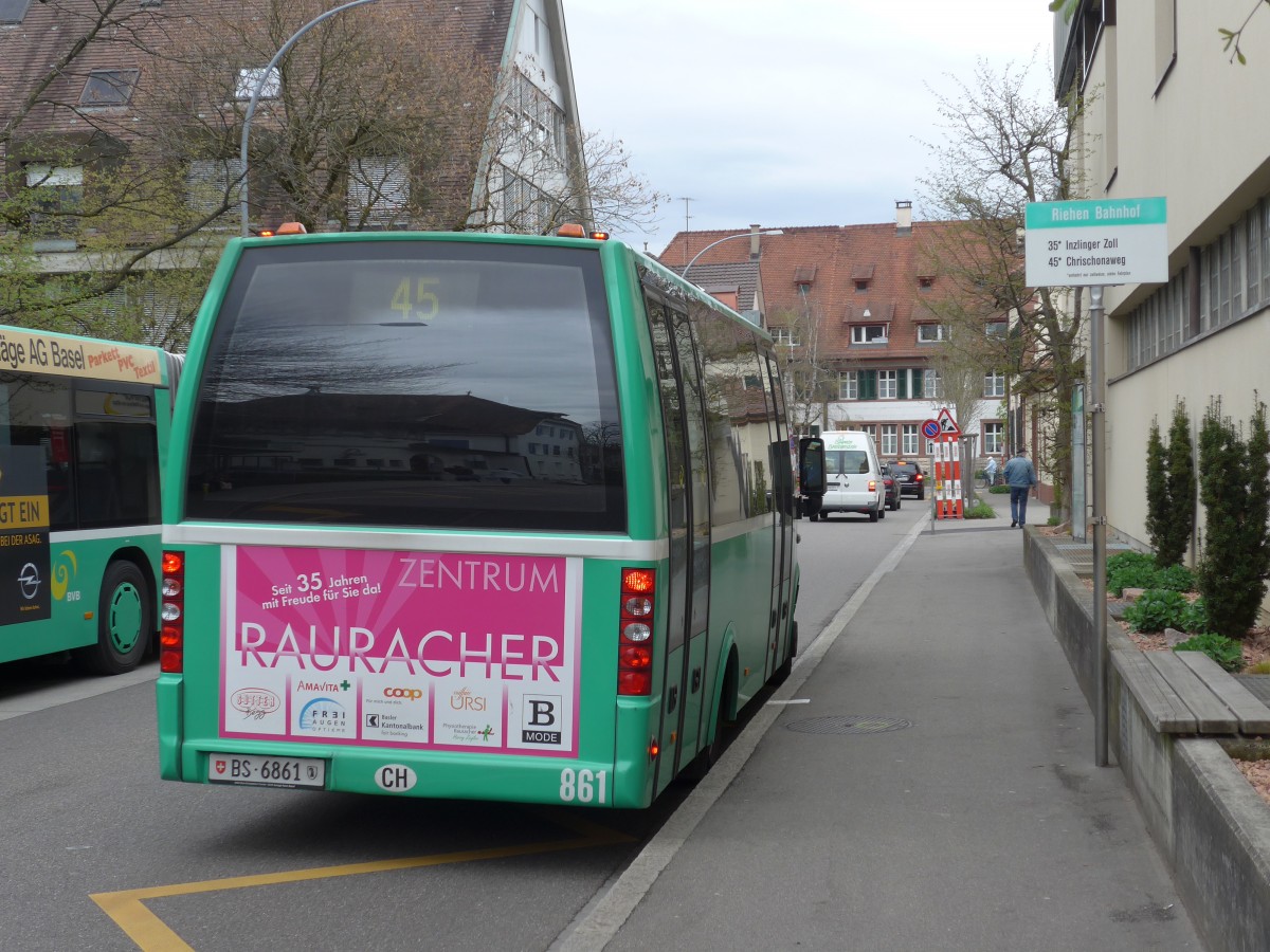 (159'702) - BVB Basel - Nr. 861/BS 6861 - Mercedes/Auw�rter am 11. April 2015 beim Bahnhof Riehen